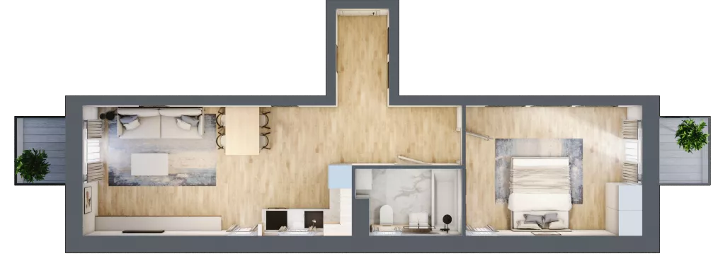 2 pokoje, mieszkanie 50,70 m², piętro 1, oferta nr P.1.1.13, Partynice House II, Wrocław, Krzyki-Partynice, Krzyki, ul. Kawalerzystów
