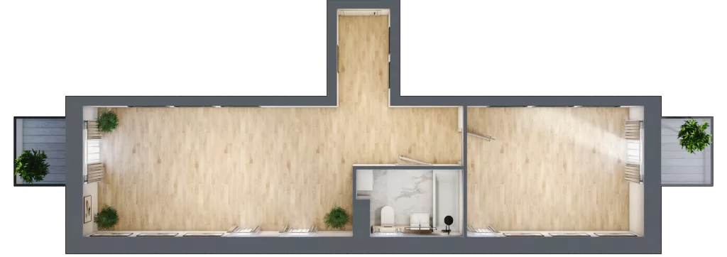 2 pokoje, mieszkanie 46,12 m², piętro 3, oferta nr P.1.3.28, Partynice House II, Wrocław, Krzyki-Partynice, Krzyki, ul. Kawalerzystów
