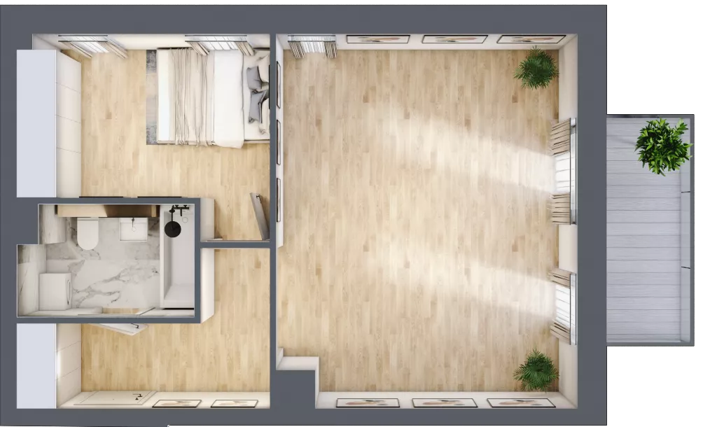 2 pokoje, mieszkanie 44,47 m², piętro 3, oferta nr P.2.3.13, Partynice House II, Wrocław, Krzyki-Partynice, Krzyki, ul. Kawalerzystów