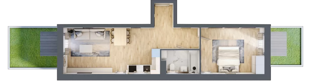 2 pokoje, mieszkanie 49,79 m², parter, oferta nr R.1.0.03, Partynice House II, Wrocław, Krzyki-Partynice, Krzyki, ul. Kawalerzystów