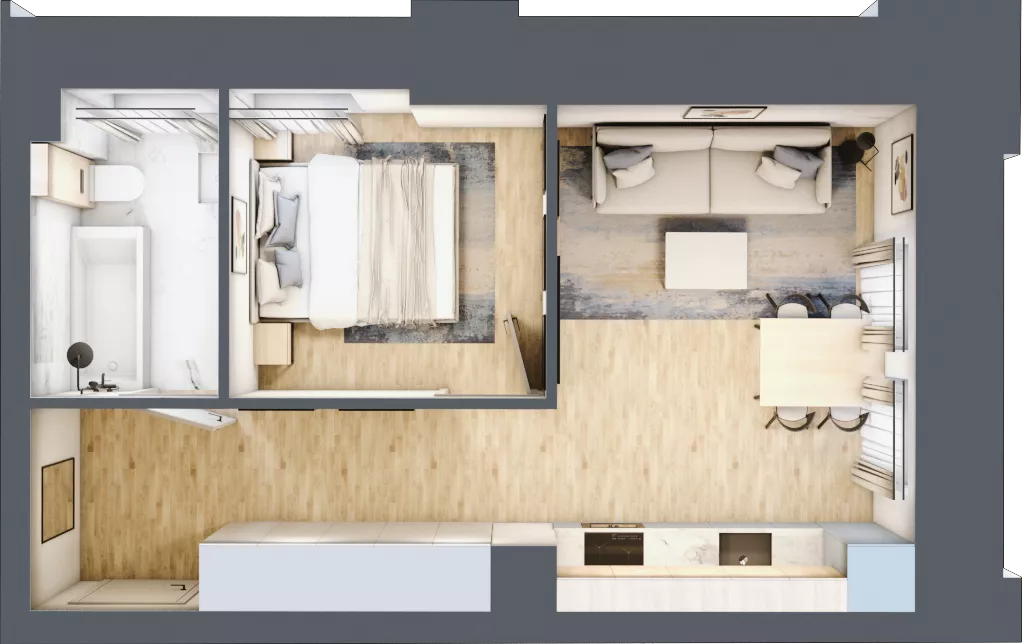 2 pokoje, mieszkanie 33,65 m², parter, oferta nr 00.1.M01, Mieszczańska Park, Wrocław, Nadodrze, ul. Dmowskiego