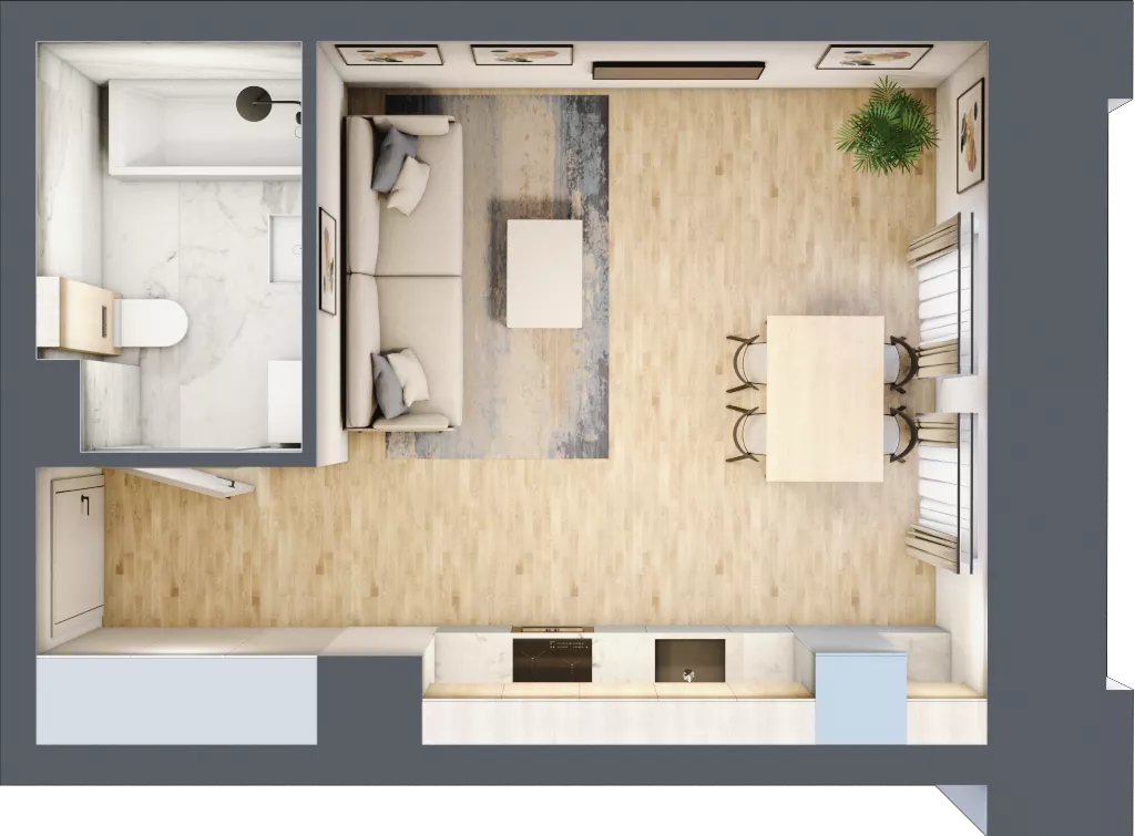 1 pokój, mieszkanie 28,72 m², parter, oferta nr 00.1.M02, Mieszczańska Park, Wrocław, Nadodrze, ul. Dmowskiego