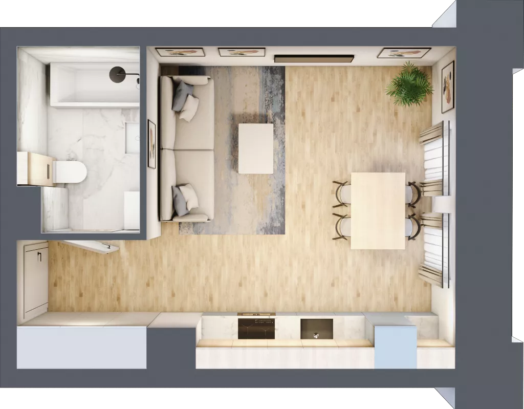 1 pokój, mieszkanie 27,46 m², parter, oferta nr 00.1.M04, Mieszczańska Park, Wrocław, Nadodrze, ul. Dmowskiego