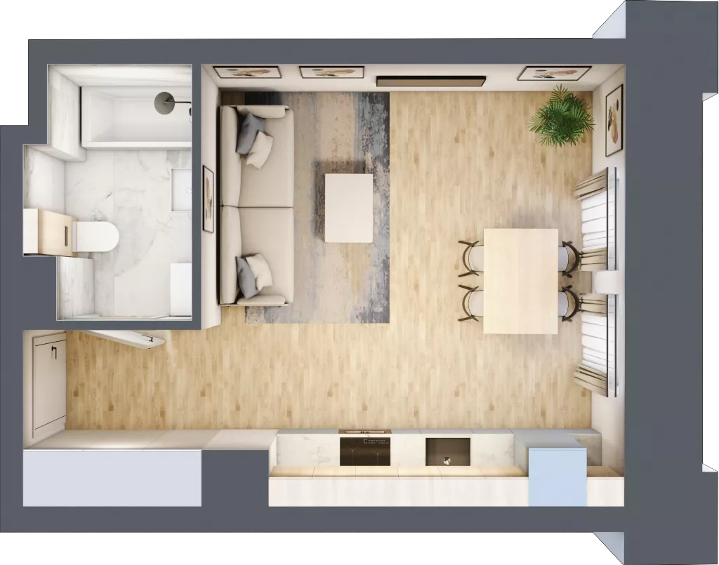 1 pokój, mieszkanie 27,24 m², parter, oferta nr 00.1.M06, Mieszczańska Park, Wrocław, Nadodrze, ul. Dmowskiego