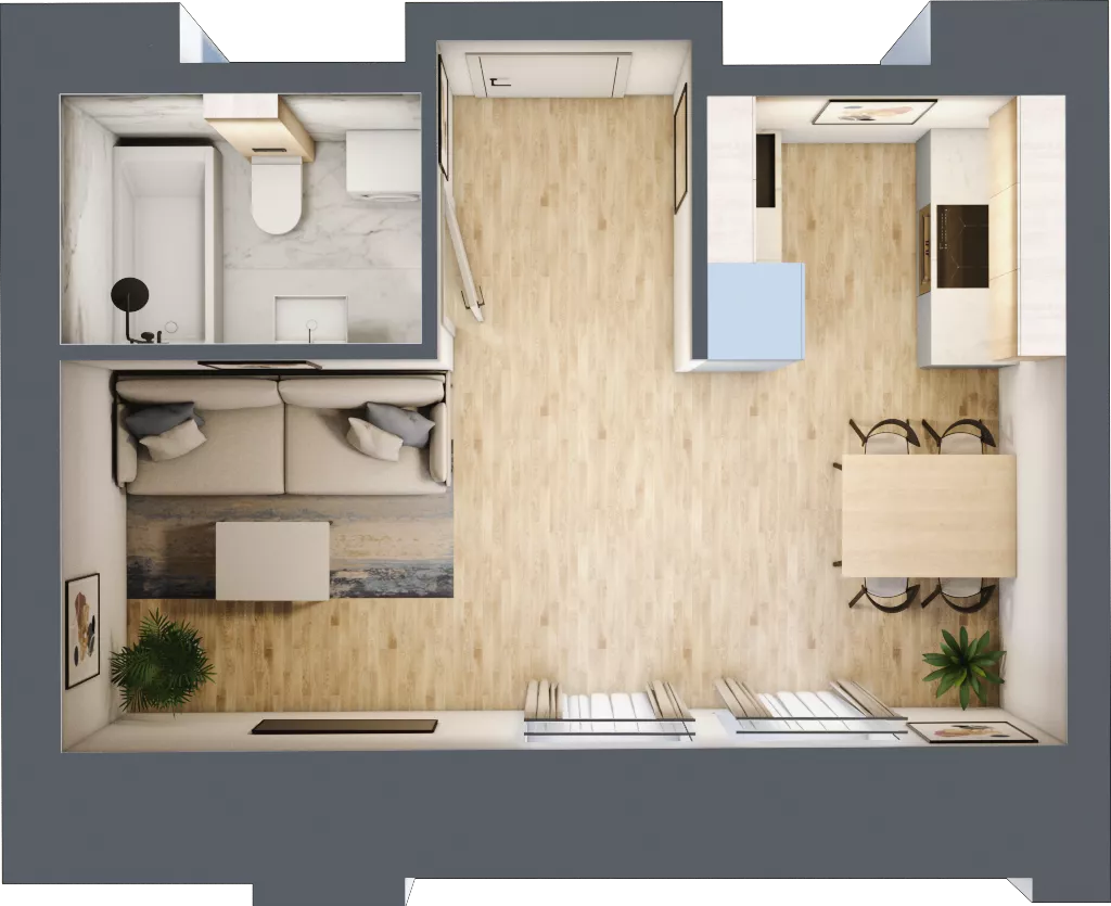 1 pokój, mieszkanie 25,45 m², parter, oferta nr 00.1.M09, Mieszczańska Park, Wrocław, Nadodrze, ul. Dmowskiego