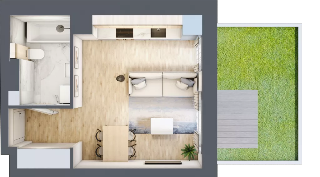 1 pokój, mieszkanie 26,45 m², parter, oferta nr 00.1.M10, Mieszczańska Park, Wrocław, Nadodrze, ul. Dmowskiego
