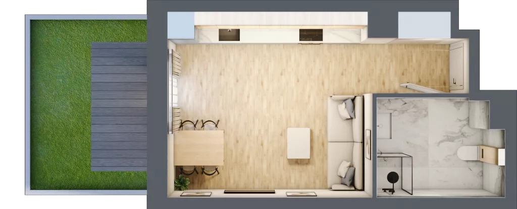 1 pokój, mieszkanie 28,75 m², parter, oferta nr 00.1.M12, Mieszczańska Park, Wrocław, Nadodrze, ul. Dmowskiego