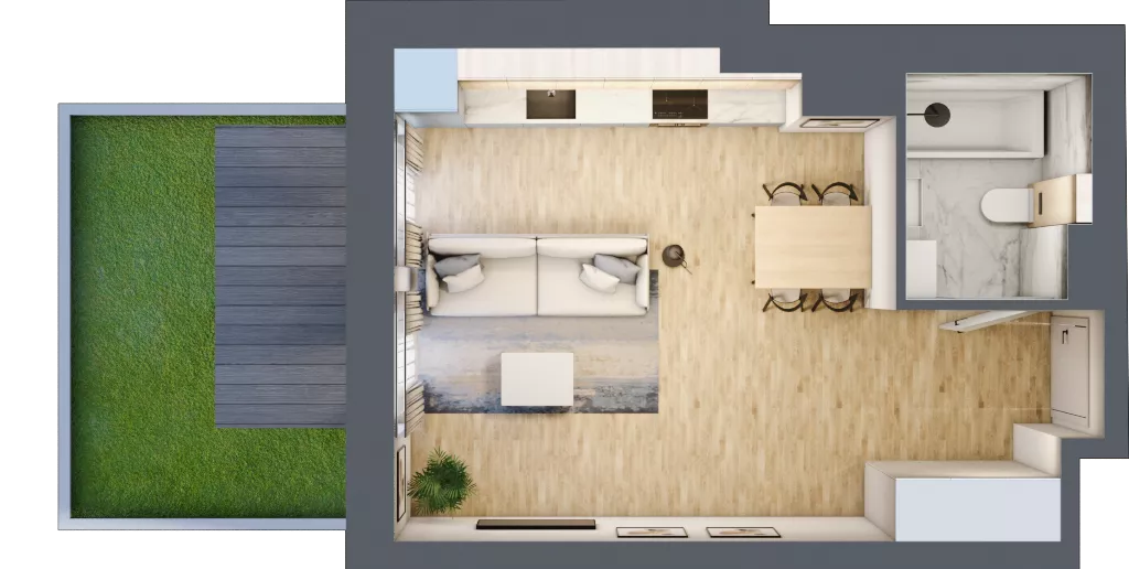 1 pokój, mieszkanie 29,43 m², parter, oferta nr 00.1.M13, Mieszczańska Park, Wrocław, Nadodrze, ul. Dmowskiego