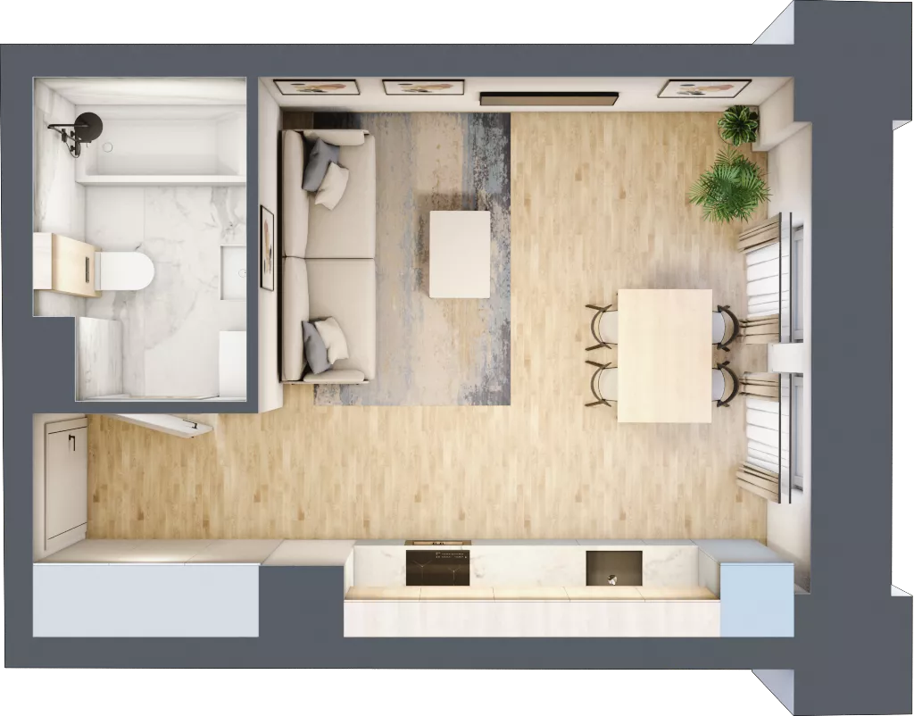 1 pokój, mieszkanie 27,96 m², parter, oferta nr 00.2.M02, Mieszczańska Park, Wrocław, Nadodrze, ul. Dmowskiego