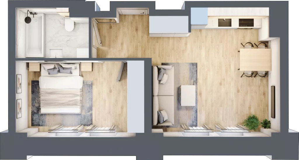 2 pokoje, mieszkanie 40,30 m², parter, oferta nr 00.2.M06, Mieszczańska Park, Wrocław, Nadodrze, ul. Dmowskiego