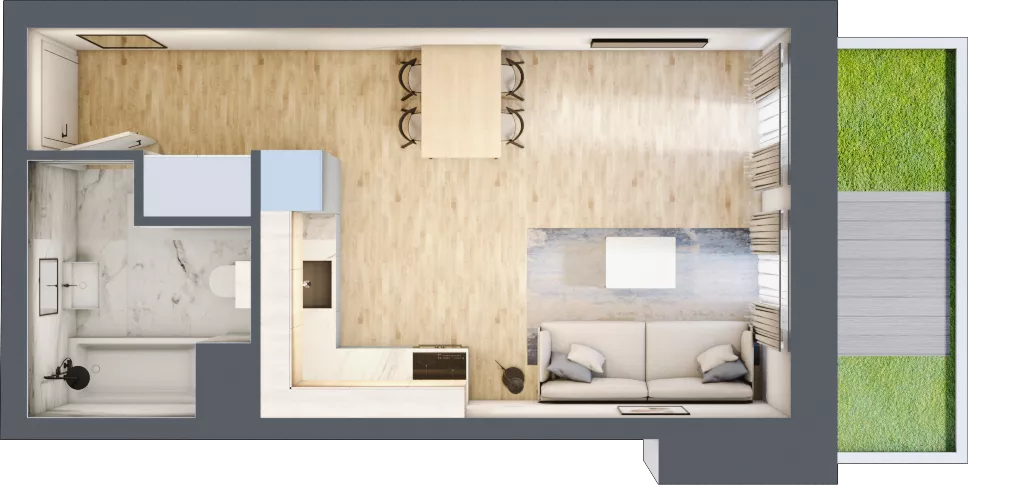 1 pokój, mieszkanie 27,78 m², parter, oferta nr 00.3.M05, Mieszczańska Park, Wrocław, Nadodrze, ul. Dmowskiego