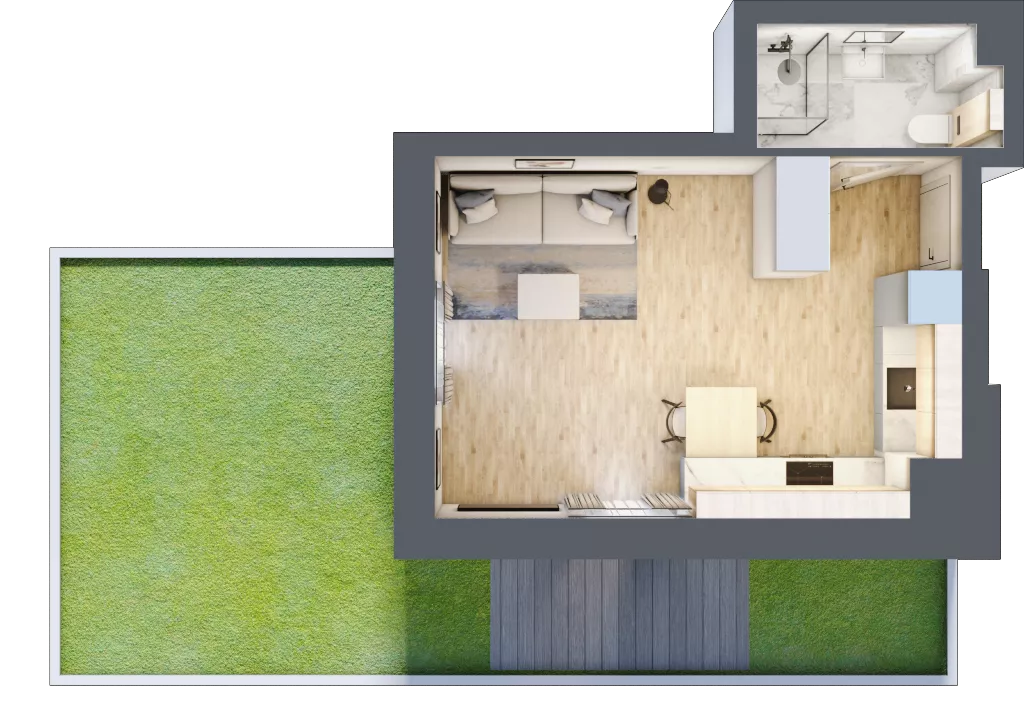1 pokój, mieszkanie 27,68 m², parter, oferta nr 00.4.M04, Mieszczańska Park, Wrocław, Nadodrze, ul. Dmowskiego