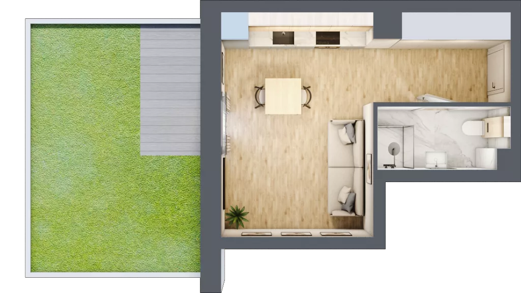 1 pokój, mieszkanie 26,32 m², parter, oferta nr 00.4.M05, Mieszczańska Park, Wrocław, Nadodrze, ul. Dmowskiego