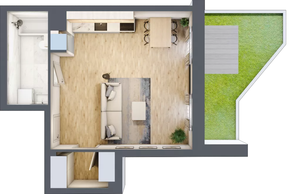 1 pokój, mieszkanie 35,37 m², parter, oferta nr 00.4.M08, Mieszczańska Park, Wrocław, Nadodrze, ul. Dmowskiego