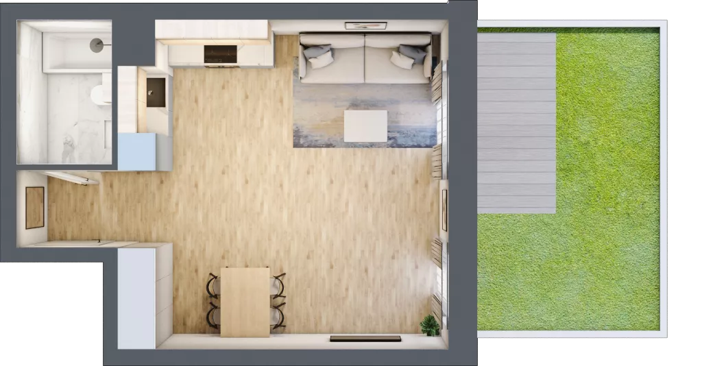 1 pokój, mieszkanie 33,06 m², parter, oferta nr 00.5.M01, Mieszczańska Park, Wrocław, Nadodrze, ul. Dmowskiego