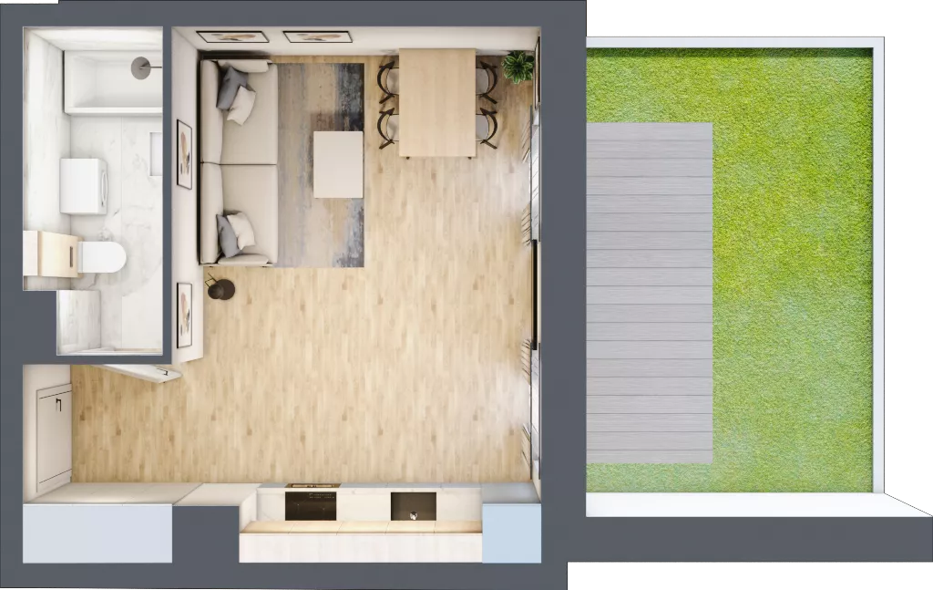 1 pokój, mieszkanie 27,92 m², parter, oferta nr 00.5.M03, Mieszczańska Park, Wrocław, Nadodrze, ul. Dmowskiego