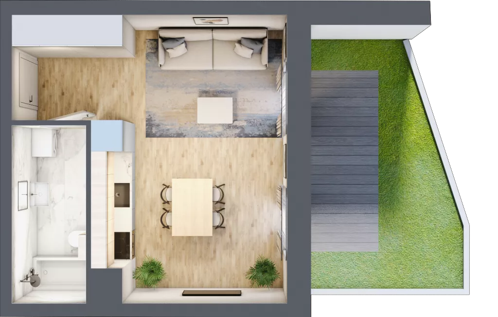 1 pokój, mieszkanie 28,52 m², parter, oferta nr 00.5.M04, Mieszczańska Park, Wrocław, Nadodrze, ul. Dmowskiego