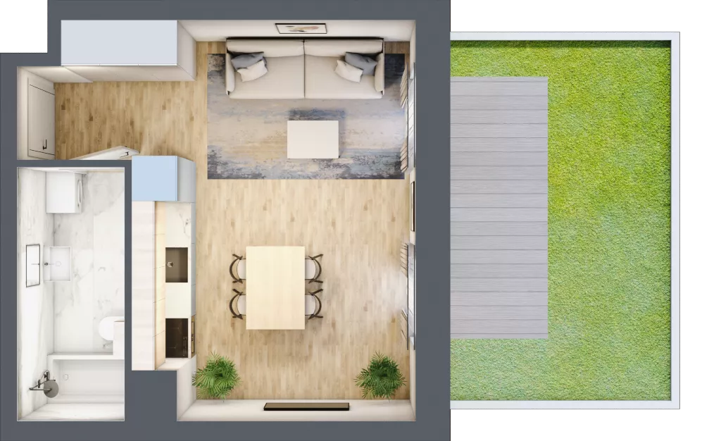 1 pokój, mieszkanie 27,00 m², parter, oferta nr 00.5.M05, Mieszczańska Park, Wrocław, Nadodrze, ul. Dmowskiego