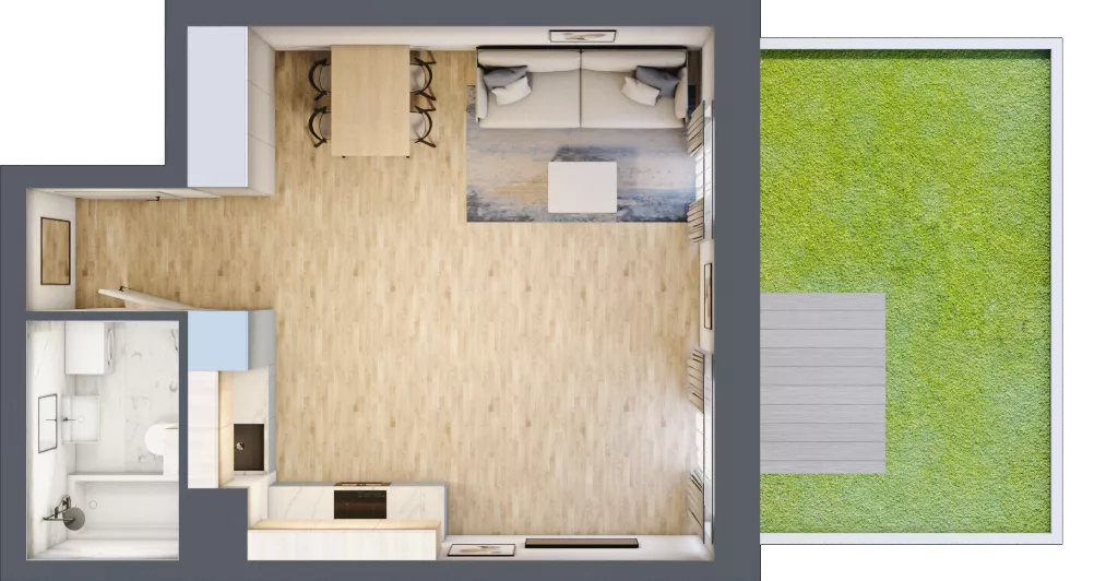 1 pokój, mieszkanie 33,68 m², parter, oferta nr 00.5.M06, Mieszczańska Park, Wrocław, Nadodrze, ul. Dmowskiego