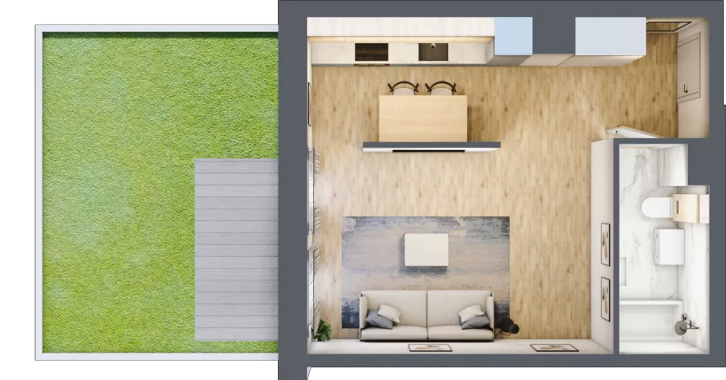 1 pokój, mieszkanie 33,03 m², parter, oferta nr 00.5.M07, Mieszczańska Park, Wrocław, Nadodrze, ul. Dmowskiego