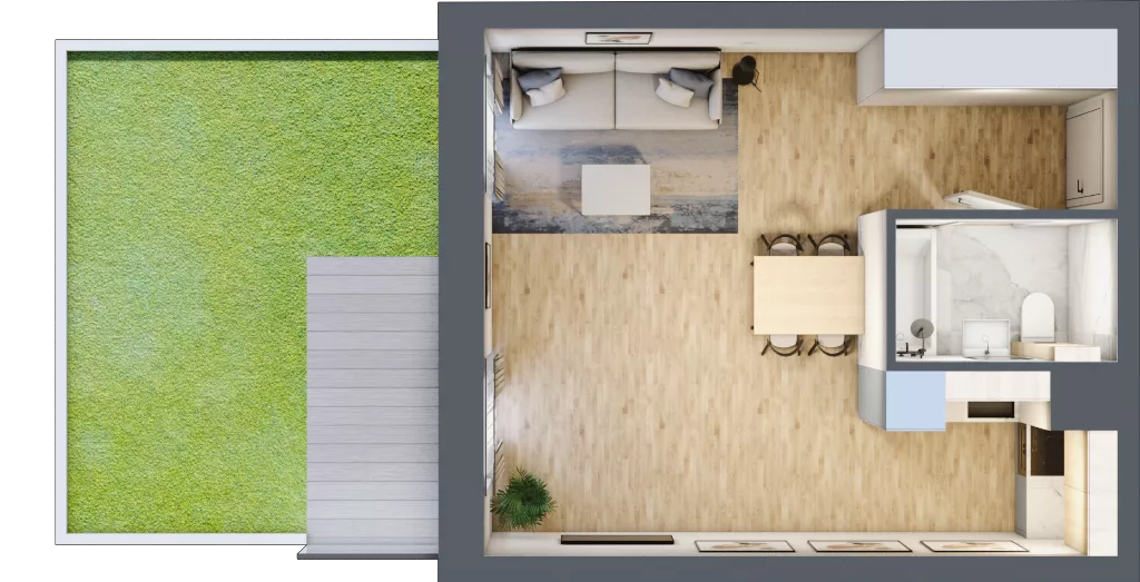 1 pokój, mieszkanie 33,10 m², parter, oferta nr 00.5.M08, Mieszczańska Park, Wrocław, Nadodrze, ul. Dmowskiego