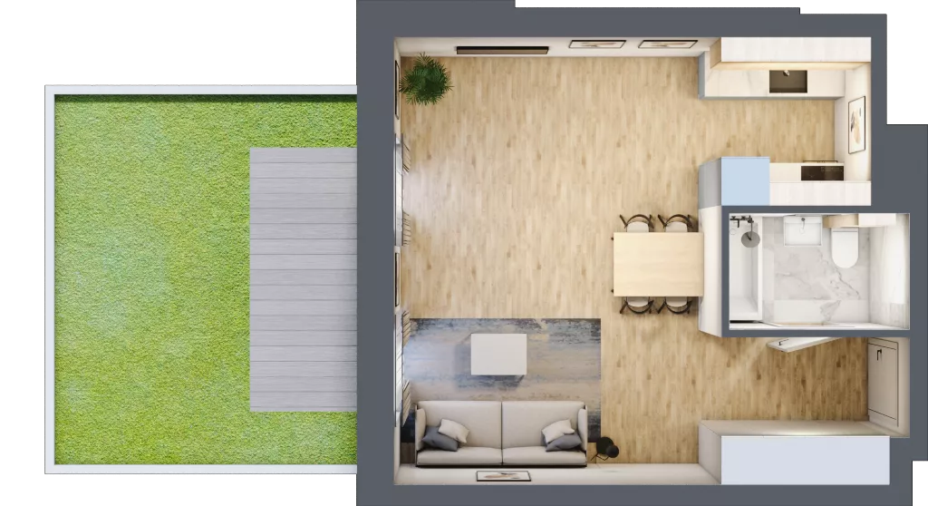 1 pokój, mieszkanie 33,77 m², parter, oferta nr 00.5.M09, Mieszczańska Park, Wrocław, Nadodrze, ul. Dmowskiego