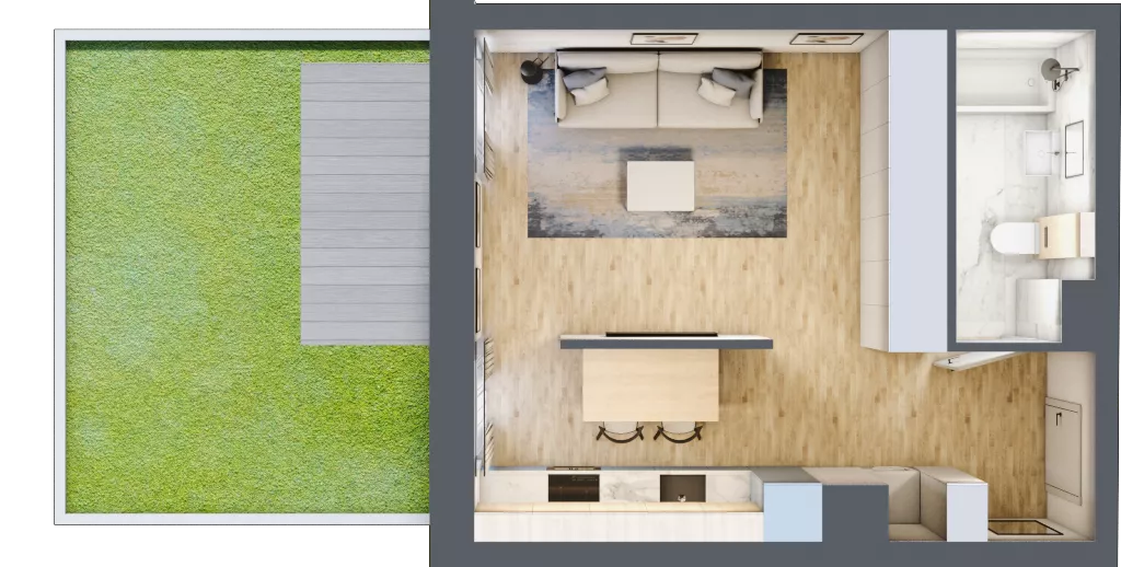 1 pokój, mieszkanie 32,46 m², parter, oferta nr 00.5.M12, Mieszczańska Park, Wrocław, Nadodrze, ul. Dmowskiego