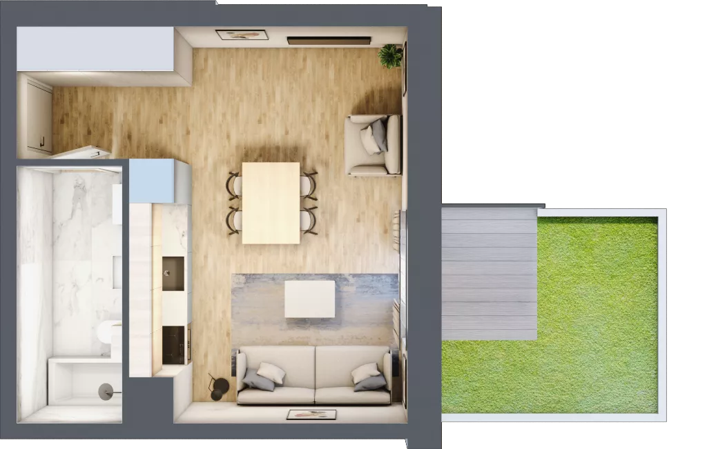 1 pokój, mieszkanie 27,66 m², parter, oferta nr 00.6.M04, Mieszczańska Park, Wrocław, Nadodrze, ul. Dmowskiego