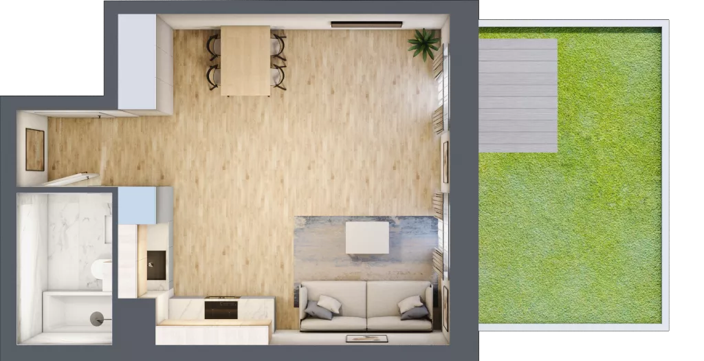 1 pokój, mieszkanie 33,23 m², parter, oferta nr 00.6.M05, Mieszczańska Park, Wrocław, Nadodrze, ul. Dmowskiego