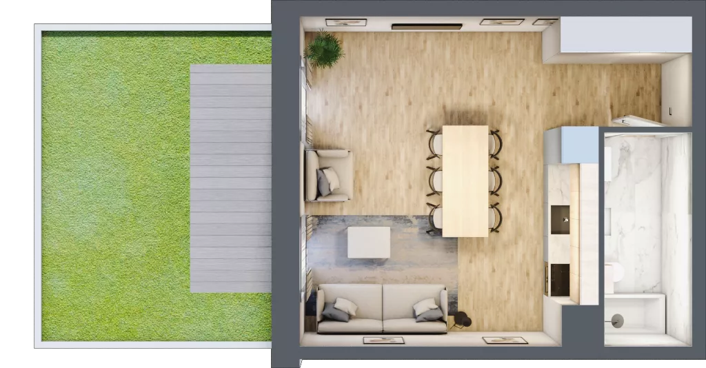 1 pokój, mieszkanie 33,56 m², parter, oferta nr 00.6.M07, Mieszczańska Park, Wrocław, Nadodrze, ul. Dmowskiego