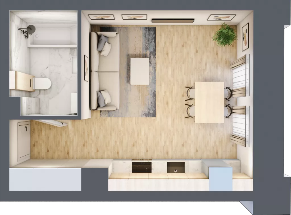 1 pokój, mieszkanie 28,75 m², piętro 1, oferta nr 01.1.M02, Mieszczańska Park, Wrocław, Nadodrze, ul. Dmowskiego