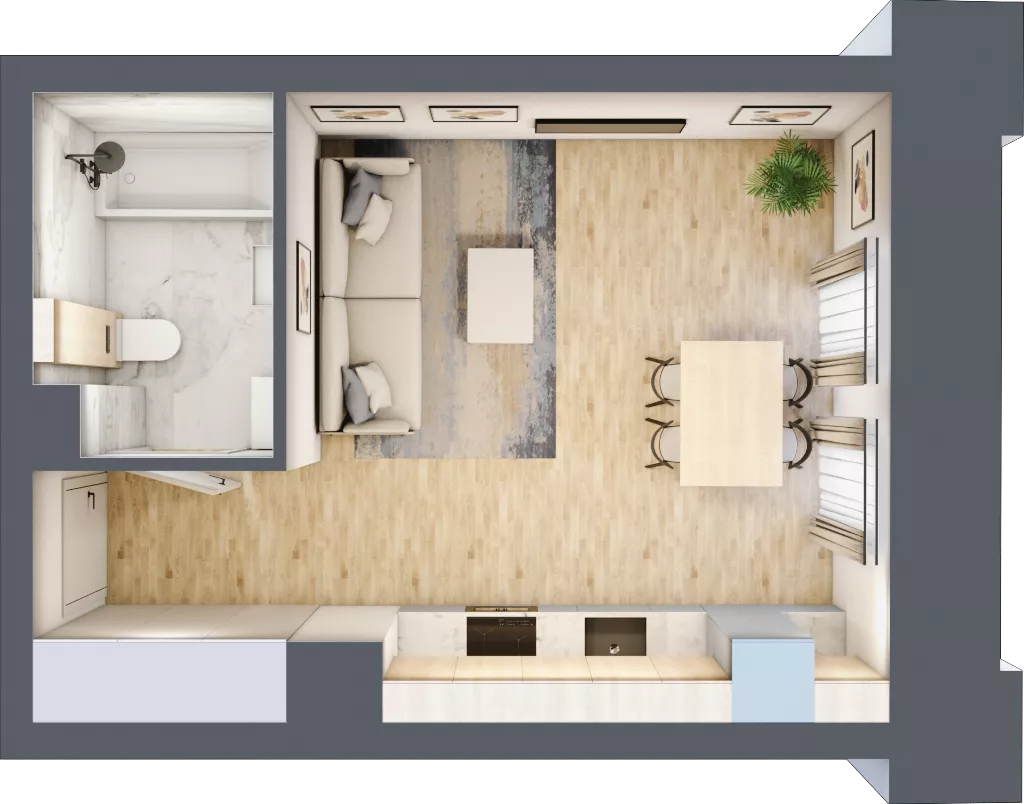 1 pokój, mieszkanie 27,51 m², piętro 1, oferta nr 01.1.M04, Mieszczańska Park, Wrocław, Nadodrze, ul. Dmowskiego