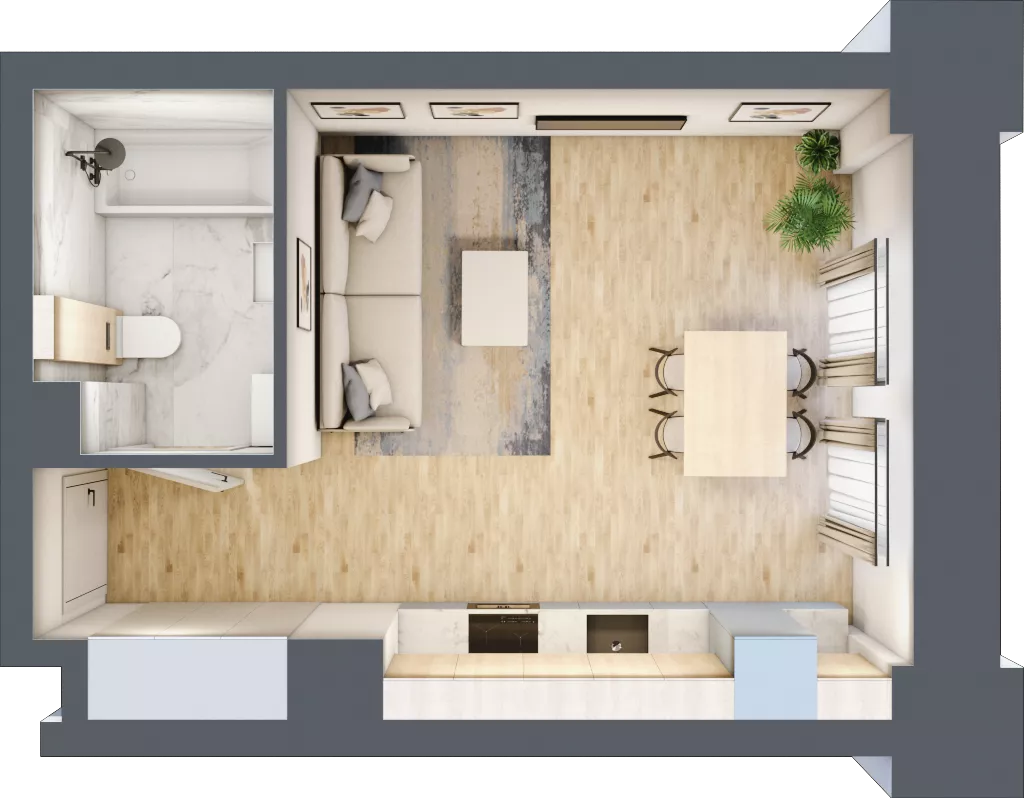1 pokój, mieszkanie 27,89 m², piętro 1, oferta nr 01.1.M05, Mieszczańska Park, Wrocław, Nadodrze, ul. Dmowskiego