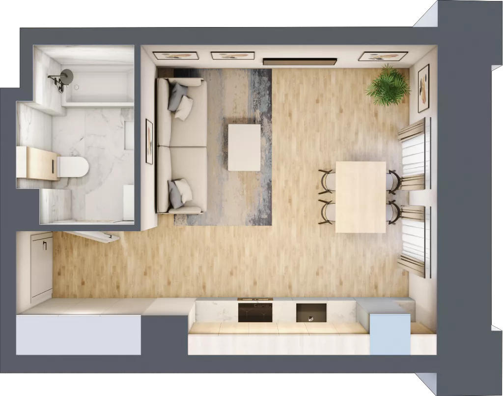1 pokój, mieszkanie 27,28 m², piętro 1, oferta nr 01.1.M06, Mieszczańska Park, Wrocław, Nadodrze, ul. Dmowskiego