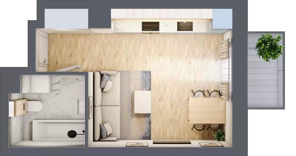 1 pokój, mieszkanie 25,46 m², piętro 1, oferta nr 01.1.M11, Mieszczańska Park, Wrocław, Nadodrze, ul. Dmowskiego