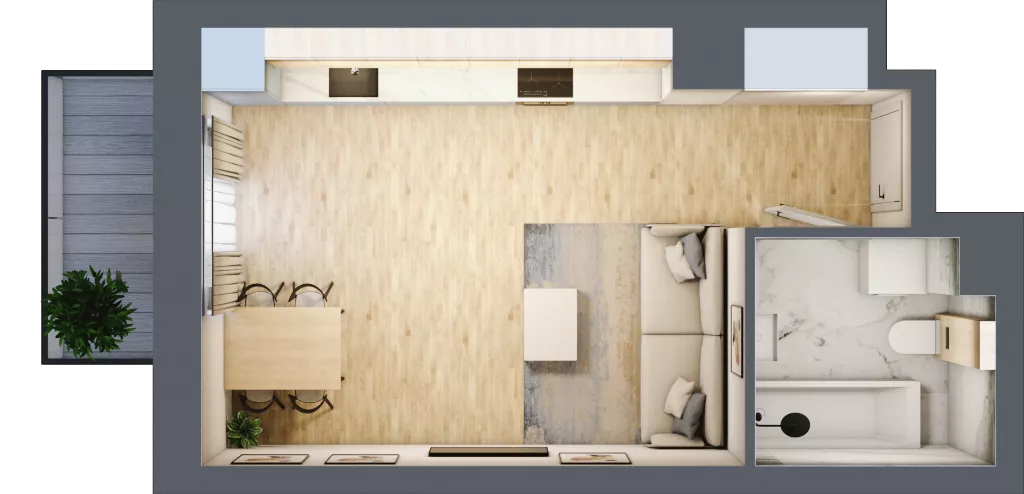 1 pokój, mieszkanie 28,84 m², piętro 1, oferta nr 01.1.M12, Mieszczańska Park, Wrocław, Nadodrze, ul. Dmowskiego