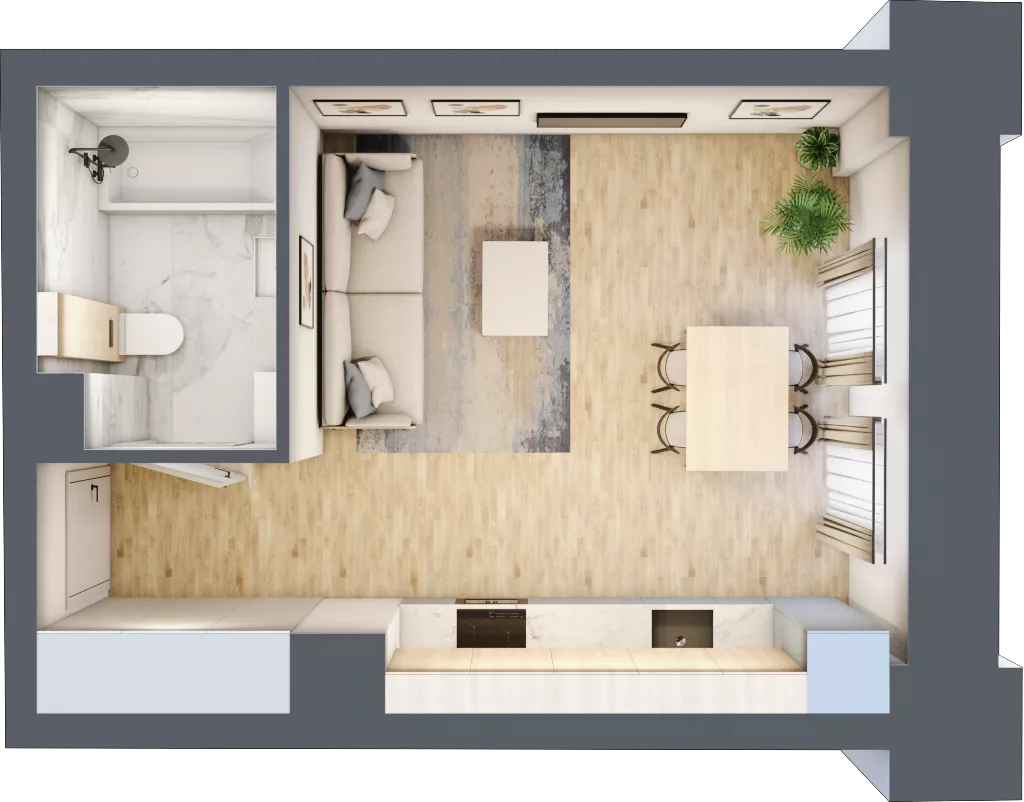 1 pokój, mieszkanie 28,01 m², piętro 1, oferta nr 01.2.M02, Mieszczańska Park, Wrocław, Nadodrze, ul. Dmowskiego