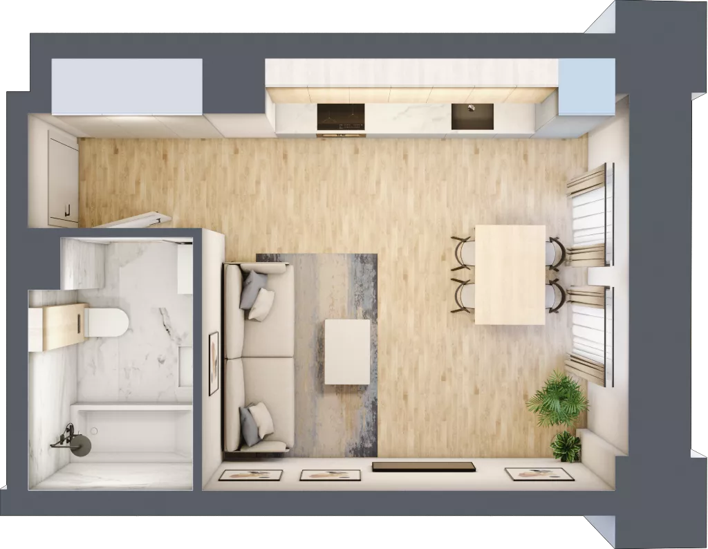1 pokój, mieszkanie 27,88 m², piętro 1, oferta nr 01.2.M03, Mieszczańska Park, Wrocław, Nadodrze, ul. Dmowskiego
