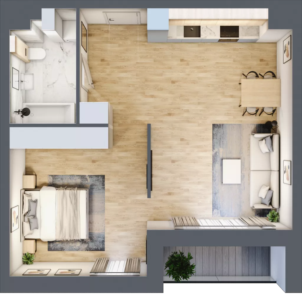 1 pokój, mieszkanie 52,32 m², piętro 1, oferta nr 01.3.M04, Mieszczańska Park, Wrocław, Nadodrze, ul. Dmowskiego