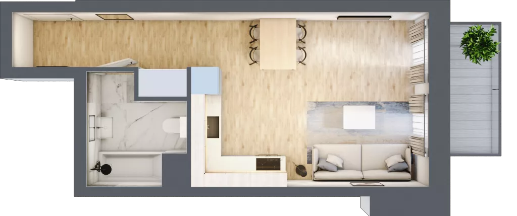 1 pokój, mieszkanie 29,72 m², piętro 1, oferta nr 01.3.M06, Mieszczańska Park, Wrocław, Nadodrze, ul. Dmowskiego