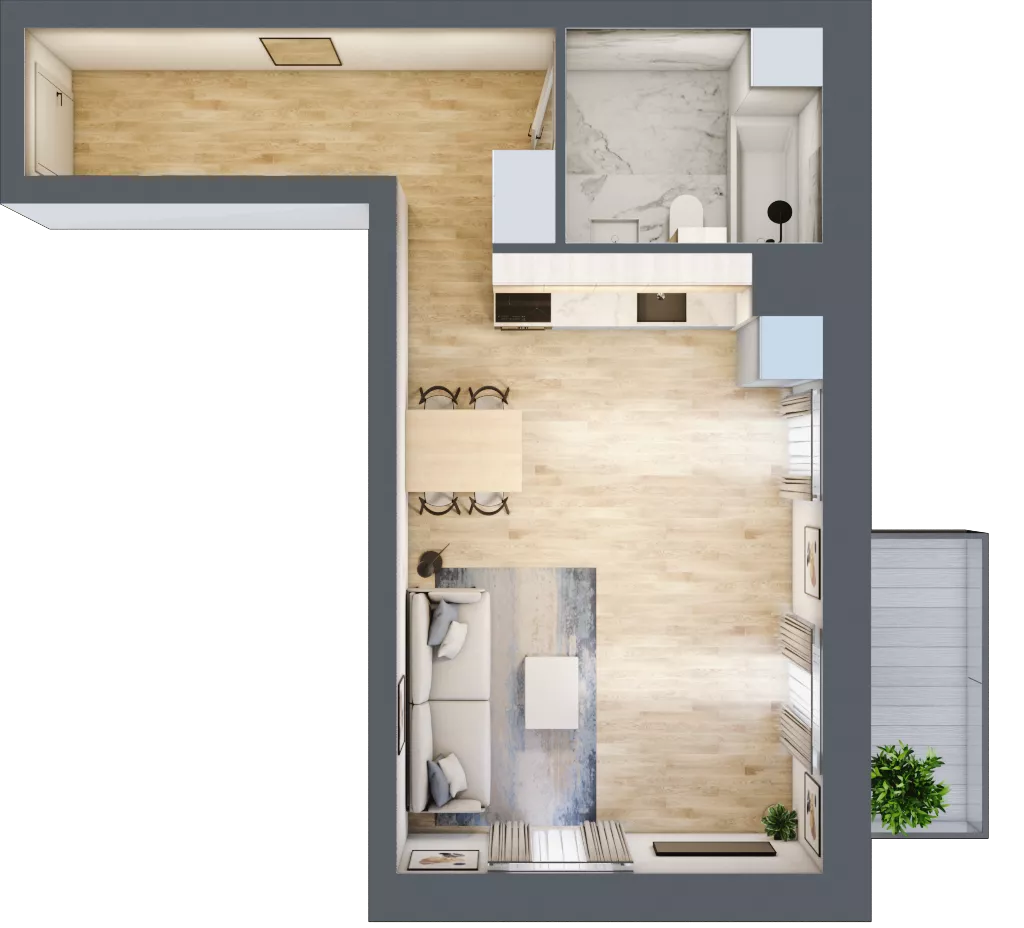 1 pokój, mieszkanie 36,98 m², piętro 1, oferta nr 01.4.M04, Mieszczańska Park, Wrocław, Nadodrze, ul. Dmowskiego