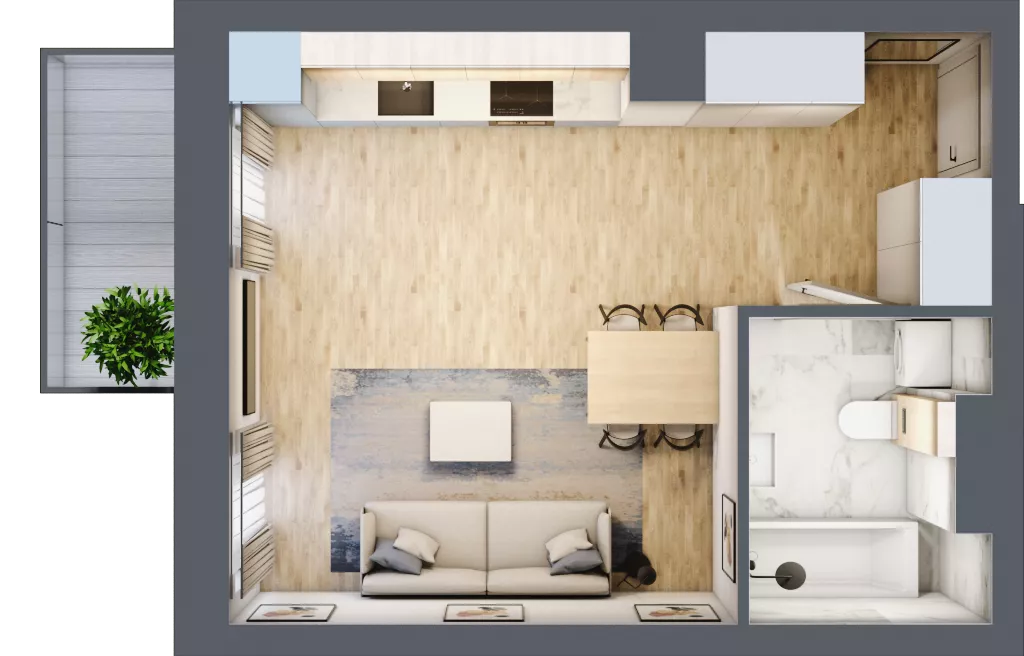 1 pokój, mieszkanie 30,60 m², piętro 1, oferta nr 01.4.M05, Mieszczańska Park, Wrocław, Nadodrze, ul. Dmowskiego