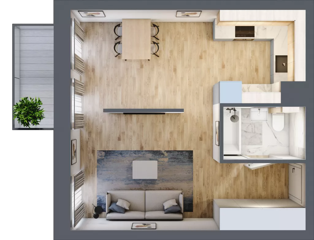 1 pokój, mieszkanie 37,45 m², piętro 1, oferta nr 01.4.M06, Mieszczańska Park, Wrocław, Nadodrze, ul. Dmowskiego