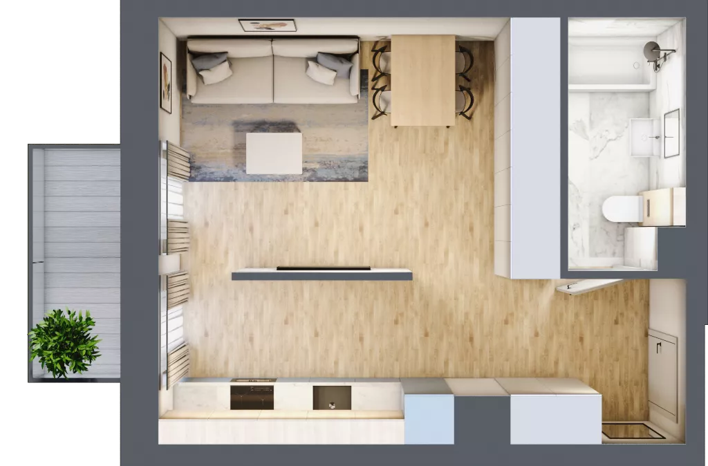 1 pokój, mieszkanie 32,11 m², piętro 1, oferta nr 01.4.M07, Mieszczańska Park, Wrocław, Nadodrze, ul. Dmowskiego