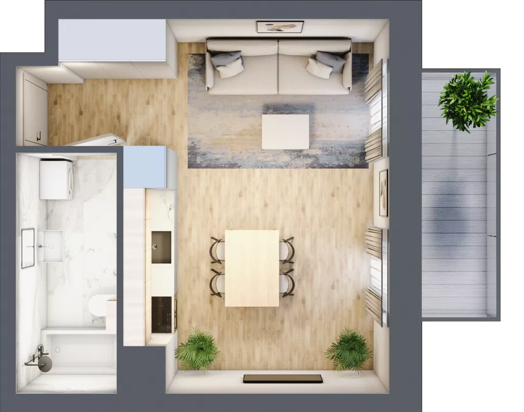 1 pokój, mieszkanie 26,95 m², piętro 1, oferta nr 01.5.M05, Mieszczańska Park, Wrocław, Nadodrze, ul. Dmowskiego