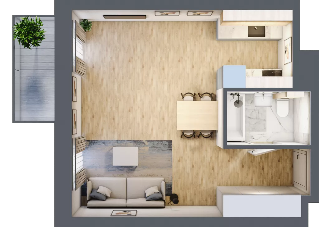 1 pokój, mieszkanie 33,77 m², piętro 1, oferta nr 01.5.M09, Mieszczańska Park, Wrocław, Nadodrze, ul. Dmowskiego