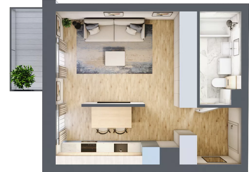 1 pokój, mieszkanie 32,46 m², piętro 1, oferta nr 01.5.M13, Mieszczańska Park, Wrocław, Nadodrze, ul. Dmowskiego
