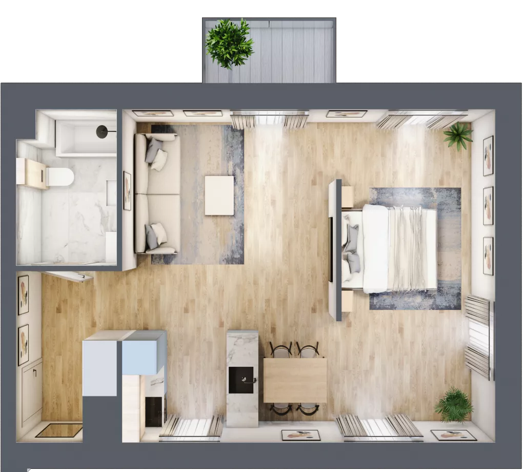 1 pokój, mieszkanie 47,95 m², piętro 1, oferta nr 01.5.M14, Mieszczańska Park, Wrocław, Nadodrze, ul. Dmowskiego
