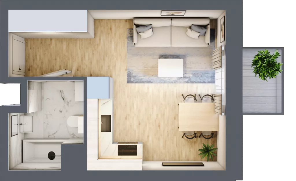 1 pokój, mieszkanie 25,13 m², piętro 1, oferta nr 01.6.M03, Mieszczańska Park, Wrocław, Nadodrze, ul. Dmowskiego