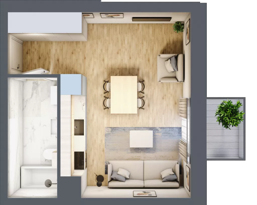 1 pokój, mieszkanie 27,66 m², piętro 1, oferta nr 01.6.M04, Mieszczańska Park, Wrocław, Nadodrze, ul. Dmowskiego